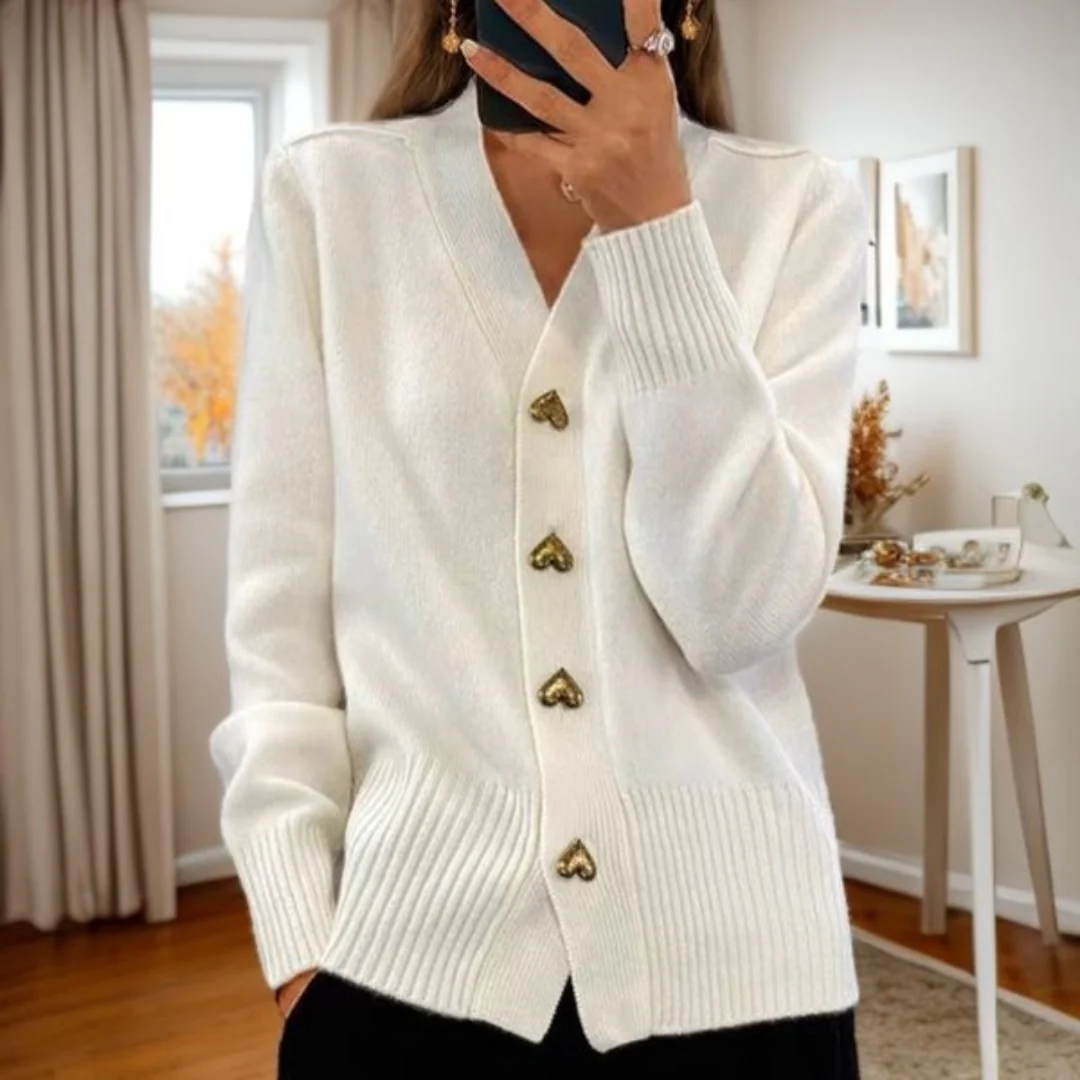 Sofia | Soft Cardigan With Heart Buttons