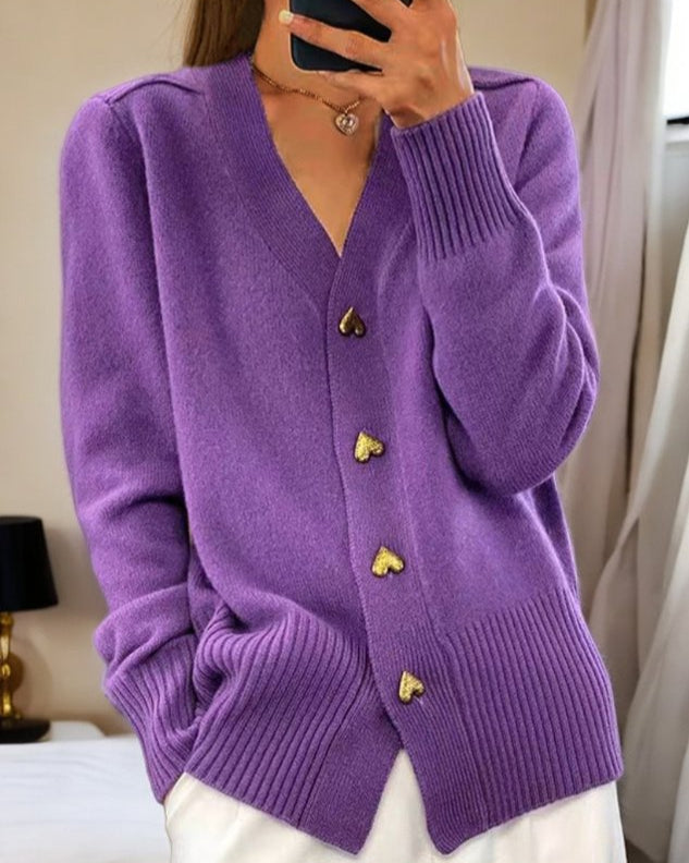 Sofia | Soft Cardigan With Heart Buttons
