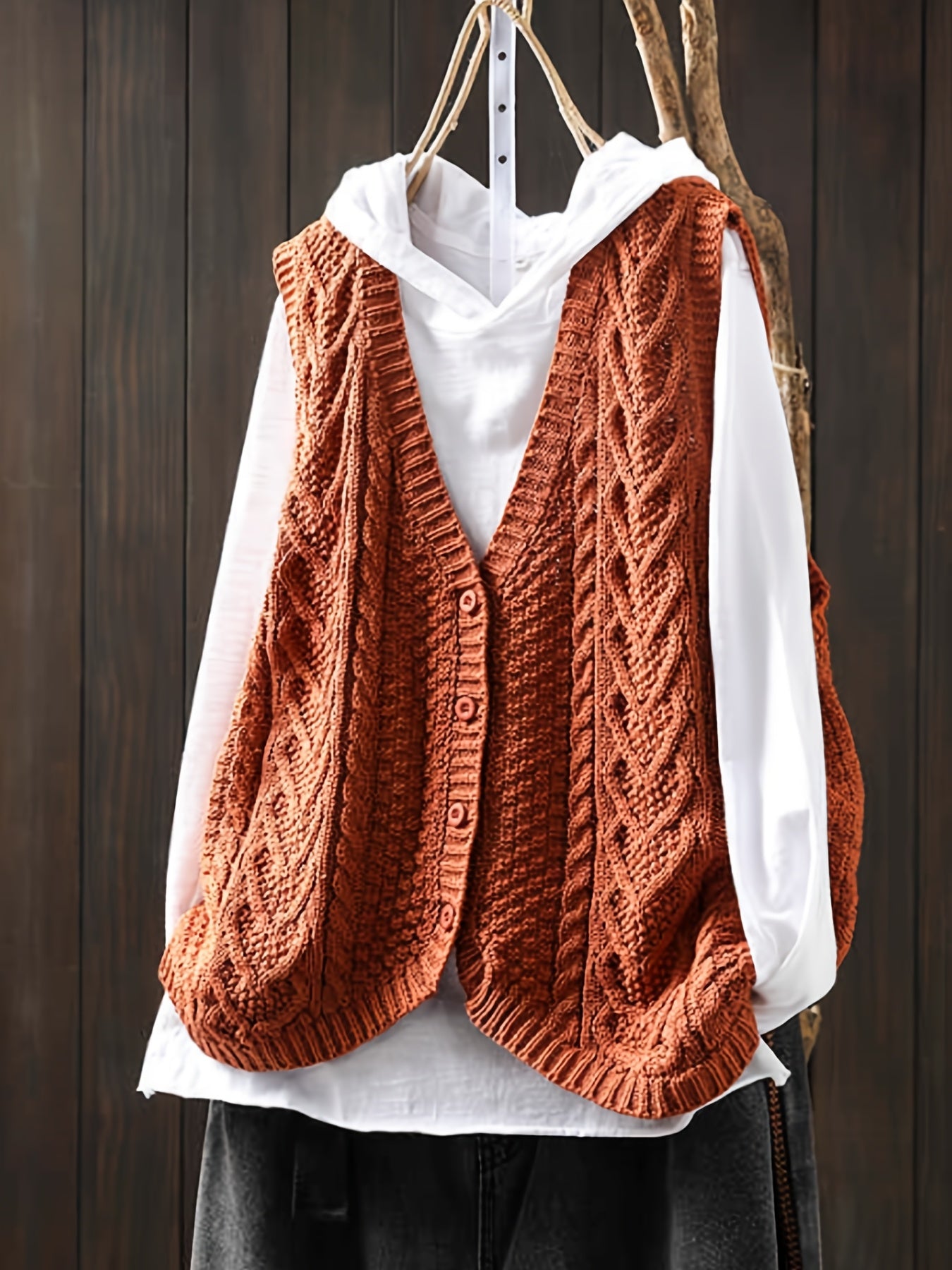 Vrouwen Elegante Open Vest - Knoopsluiting Cardigan met Medium Stretch, Effen Kleur Lagenstuk voor Lente Zomer Herfst, Handwas/Droogreinigen, Geen T-Shirt Inbegrepen, Mouwloze Vestjes, Seizoensmode, Casual Layering, Gestructureerd Patroon, Knopen aan de V