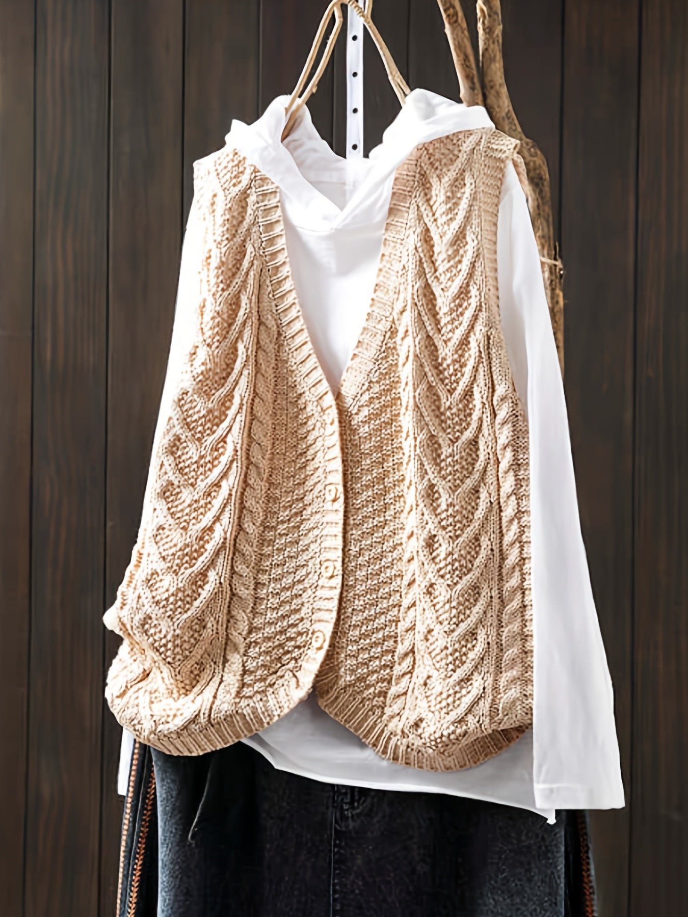 Vrouwen Elegante Open Vest - Knoopsluiting Cardigan met Medium Stretch, Effen Kleur Lagenstuk voor Lente Zomer Herfst, Handwas/Droogreinigen, Geen T-Shirt Inbegrepen, Mouwloze Vestjes, Seizoensmode, Casual Layering, Gestructureerd Patroon, Knopen aan de V