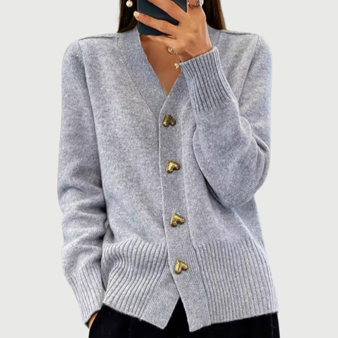 Sofia | Soft Cardigan With Heart Buttons