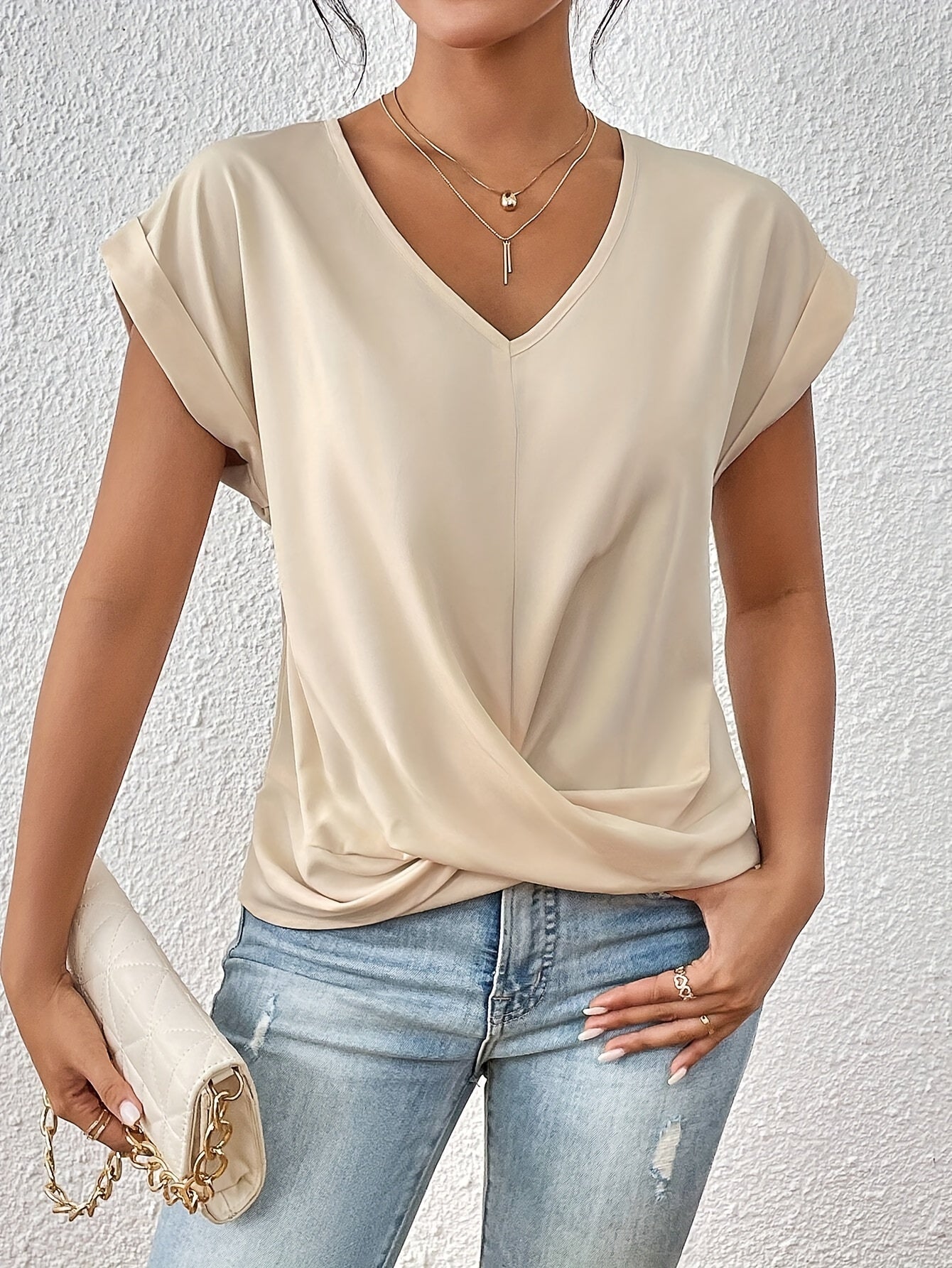 Zaya – Twist Front V-Neck Top
