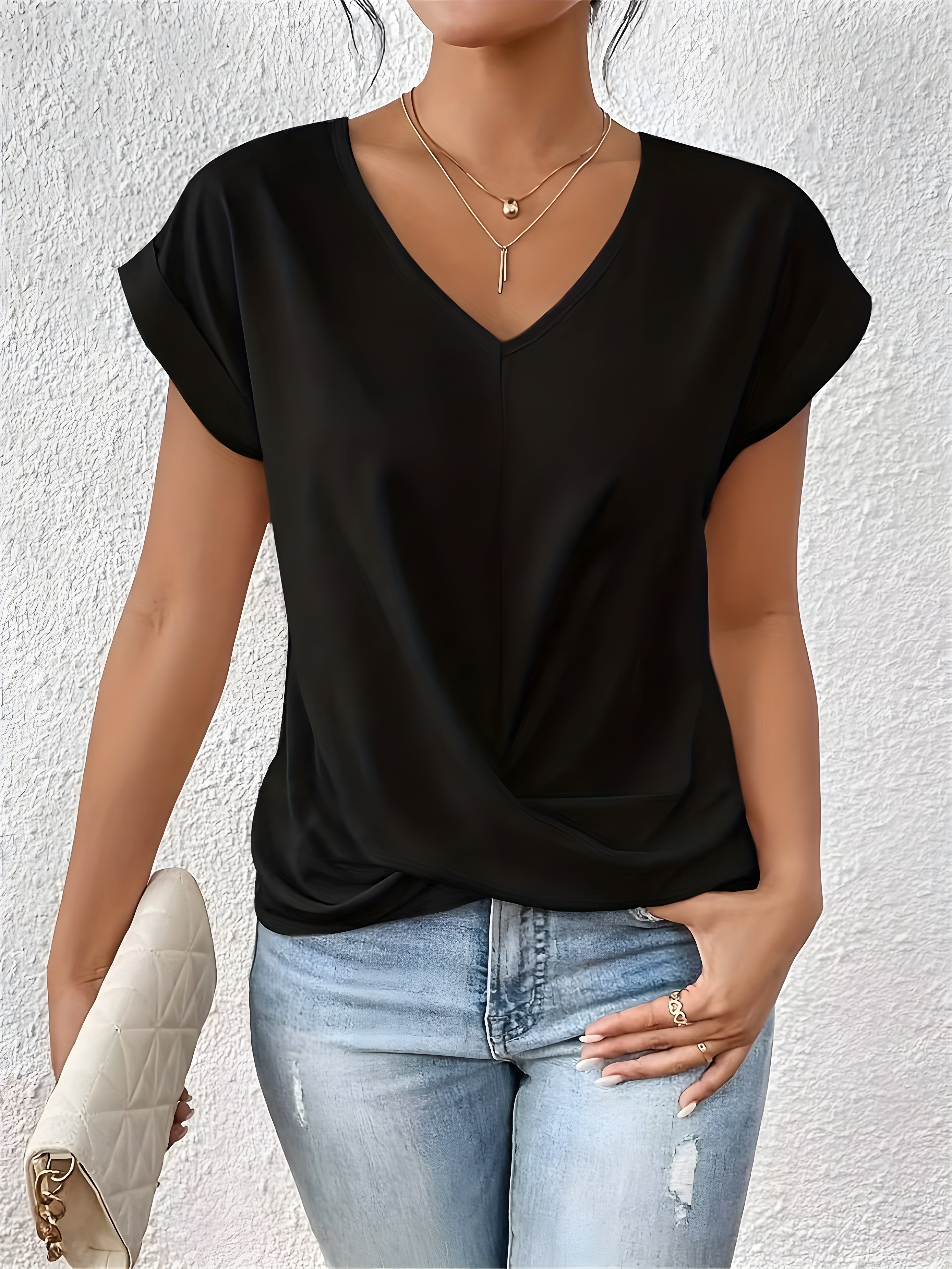 Zaya – Twist Front V-Neck Top