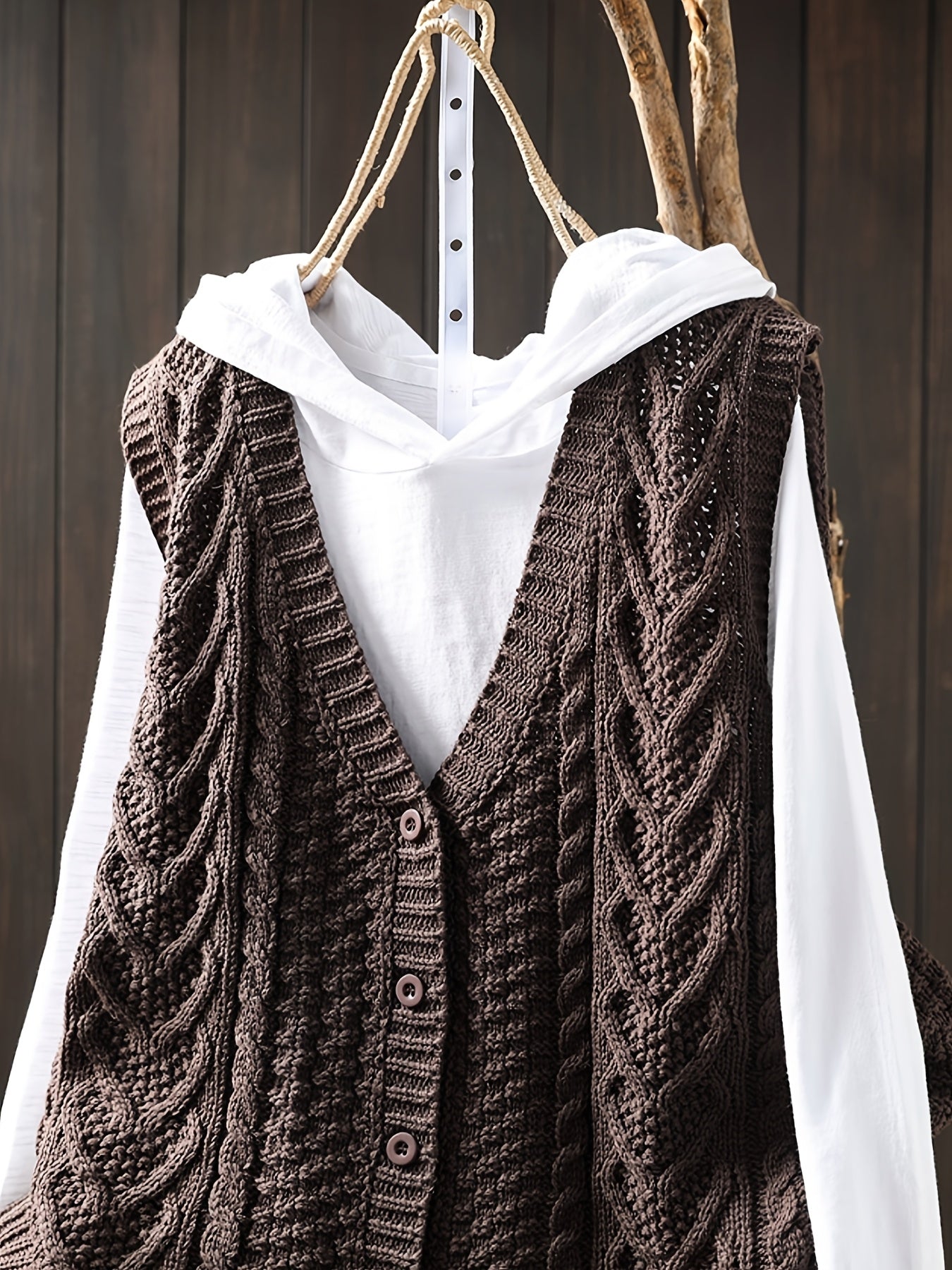 Vrouwen Elegante Open Vest - Knoopsluiting Cardigan met Medium Stretch, Effen Kleur Lagenstuk voor Lente Zomer Herfst, Handwas/Droogreinigen, Geen T-Shirt Inbegrepen, Mouwloze Vestjes, Seizoensmode, Casual Layering, Gestructureerd Patroon, Knopen aan de V