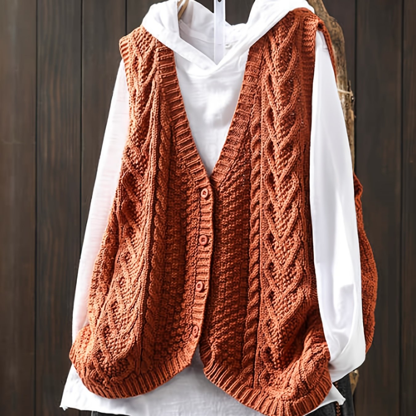 Vrouwen Elegante Open Vest - Knoopsluiting Cardigan met Medium Stretch, Effen Kleur Lagenstuk voor Lente Zomer Herfst, Handwas/Droogreinigen, Geen T-Shirt Inbegrepen, Mouwloze Vestjes, Seizoensmode, Casual Layering, Gestructureerd Patroon, Knopen aan de V