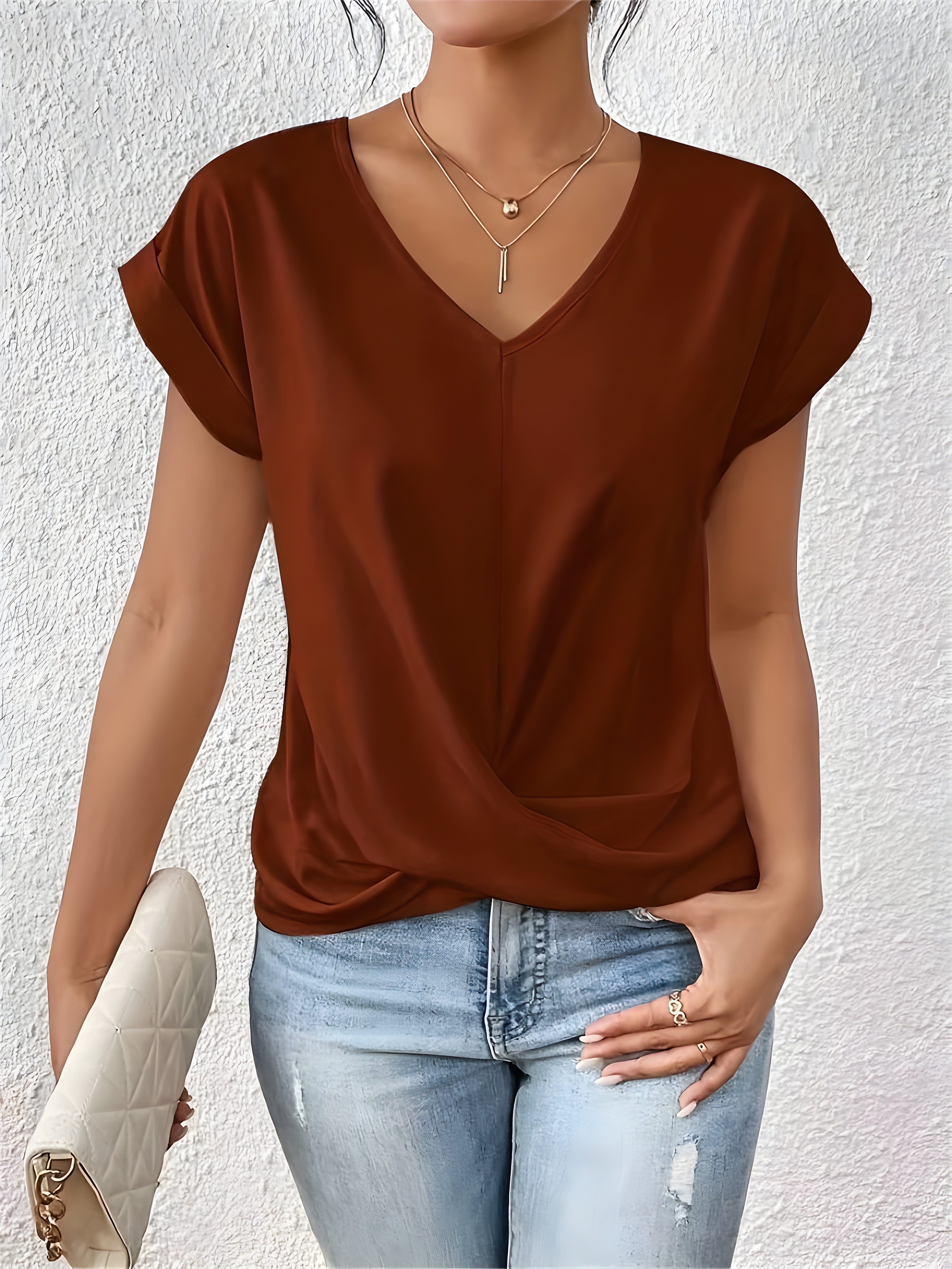 Zaya – Twist Front V-Neck Top