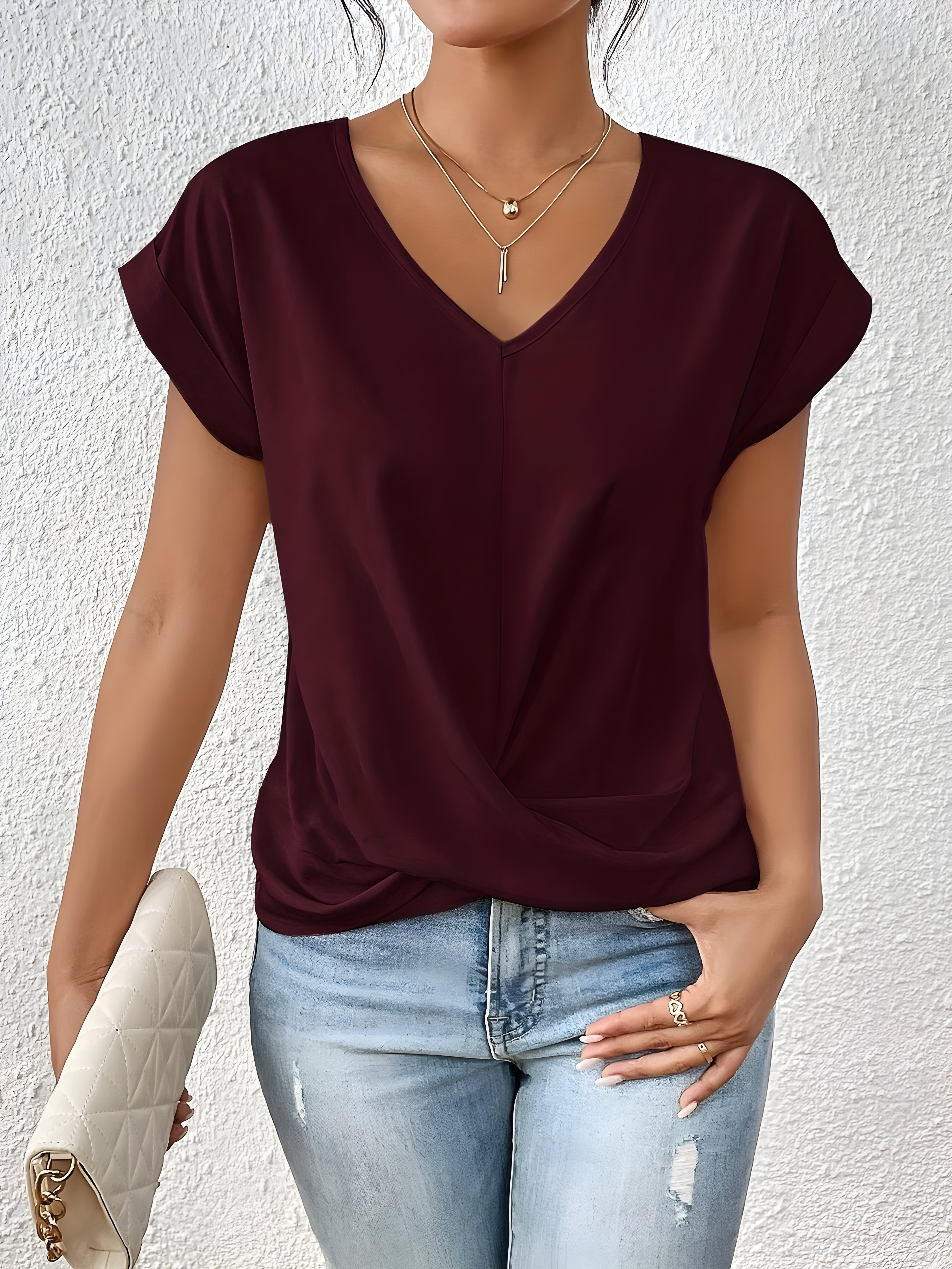 Zaya – Twist Front V-Neck Top