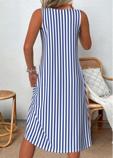 CATHERINE | SLEEVELESS STRIPED SUMMER DRESS WITH FLATTERING TUMMY COVERAGE