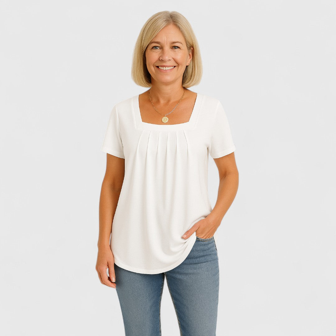Lianna – Pleated Square Neck Top