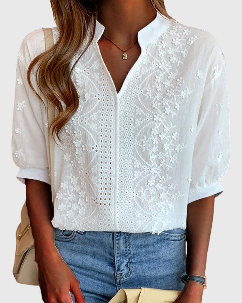 Nina | Elegant White Blouse with Puff Sleeves