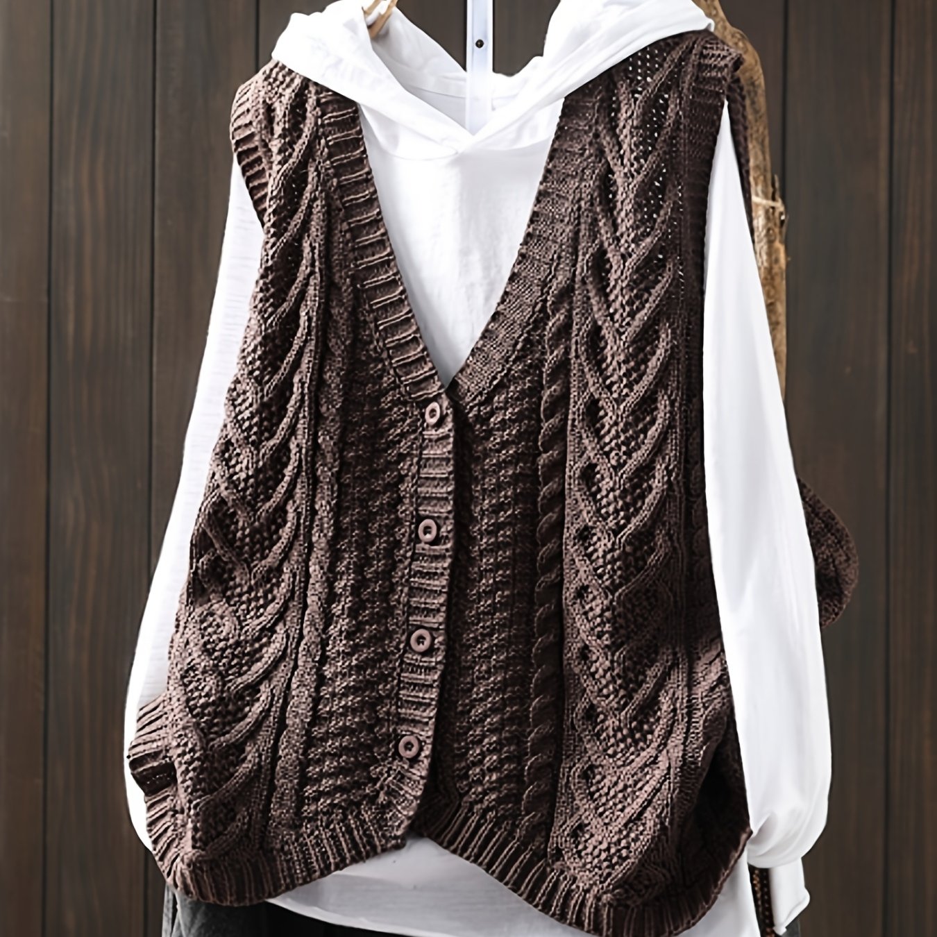 Vrouwen Elegante Open Vest - Knoopsluiting Cardigan met Medium Stretch, Effen Kleur Lagenstuk voor Lente Zomer Herfst, Handwas/Droogreinigen, Geen T-Shirt Inbegrepen, Mouwloze Vestjes, Seizoensmode, Casual Layering, Gestructureerd Patroon, Knopen aan de V