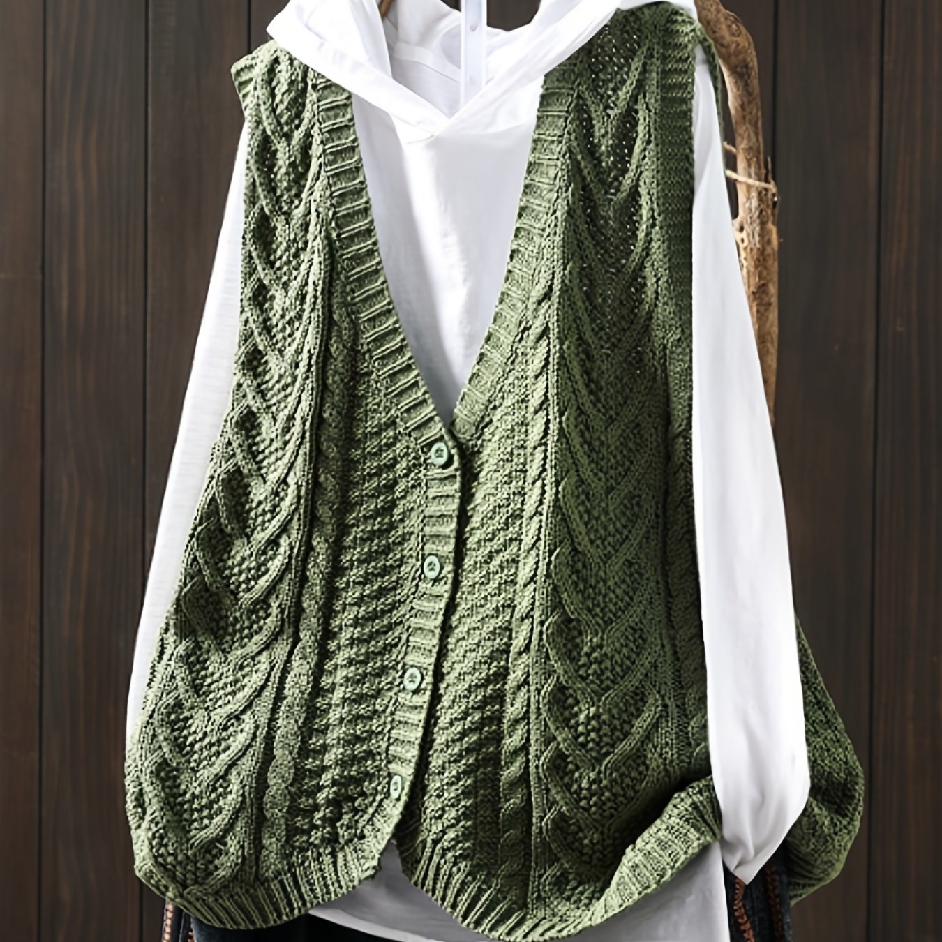 Vrouwen Elegante Open Vest - Knoopsluiting Cardigan met Medium Stretch, Effen Kleur Lagenstuk voor Lente Zomer Herfst, Handwas/Droogreinigen, Geen T-Shirt Inbegrepen, Mouwloze Vestjes, Seizoensmode, Casual Layering, Gestructureerd Patroon, Knopen aan de V