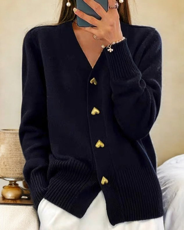 Sofia | Soft Cardigan With Heart Buttons