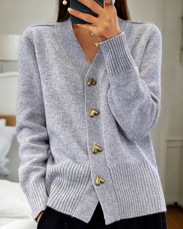 Sofia | Soft Cardigan With Heart Buttons