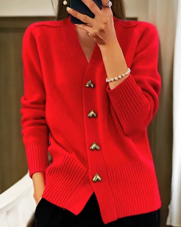 Sofia | Soft Cardigan With Heart Buttons